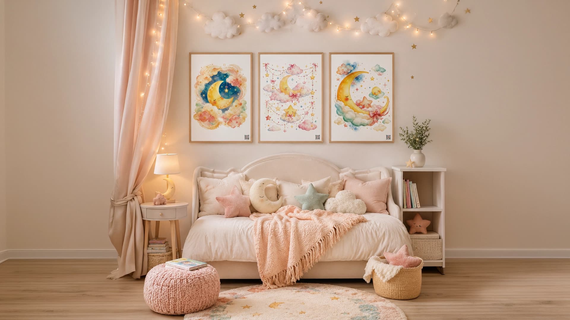 Peach Moon - Night & Sky Collection product mockup displayed in a family space.