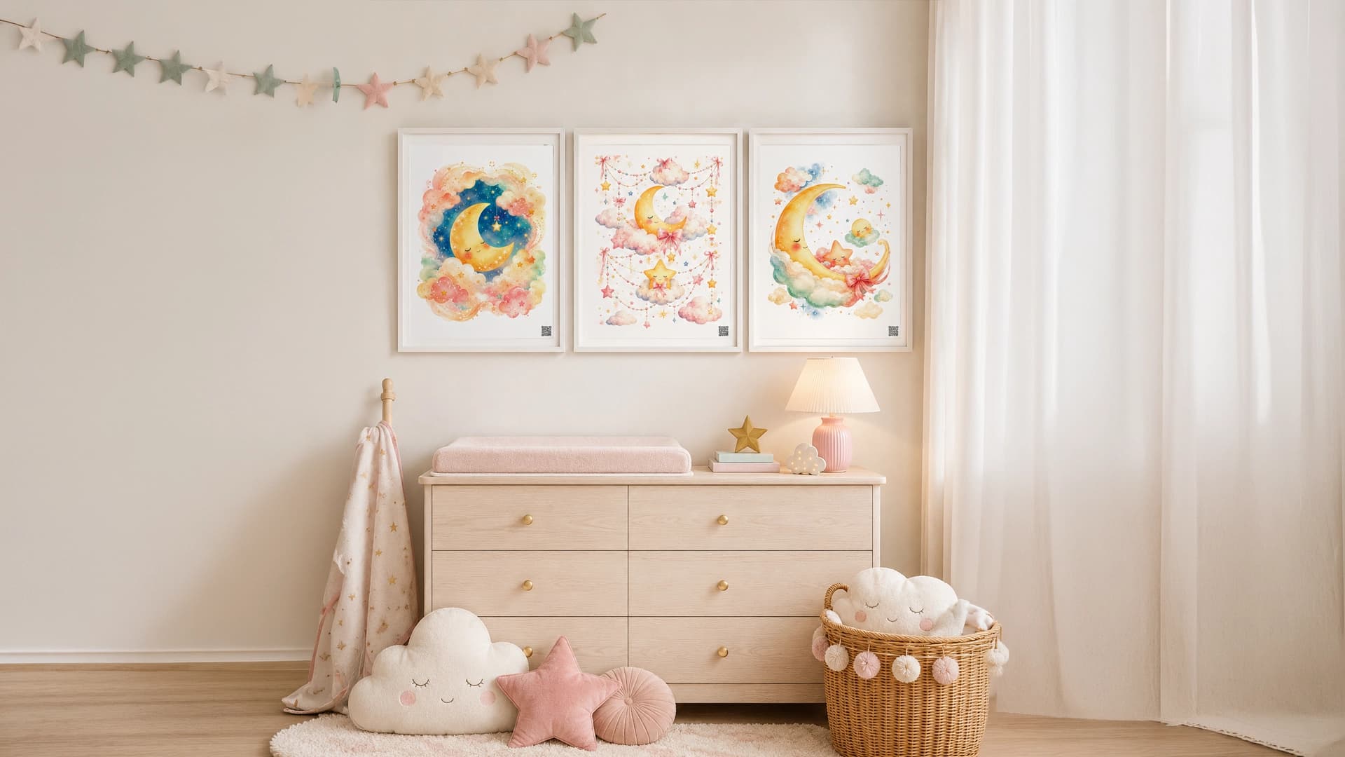 Peach Moon - Night & Sky Collection product mockup displayed in a family space.