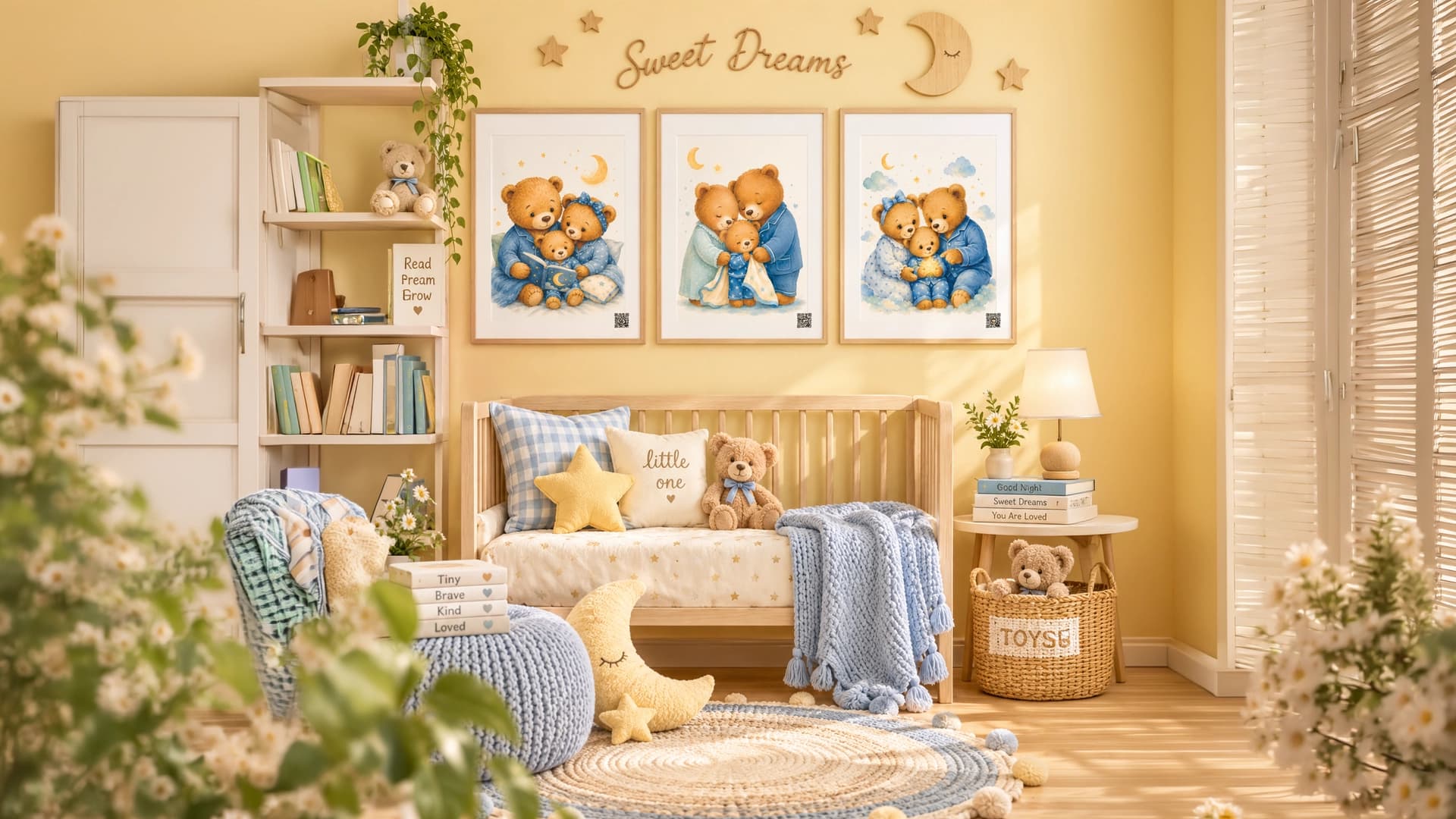 Goodnight Bear Hugs -  product mockup displayed in a family space.