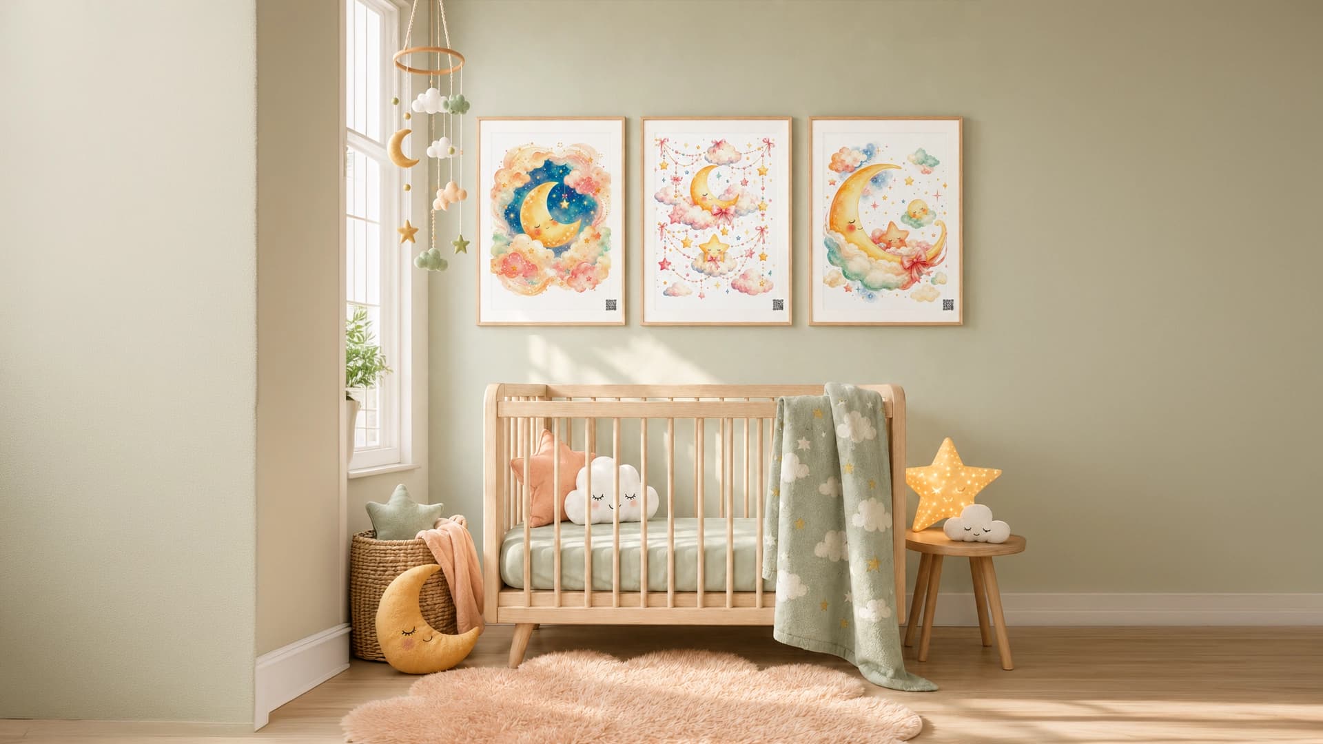Peach Moon - Night & Sky Collection product mockup displayed in a family space.