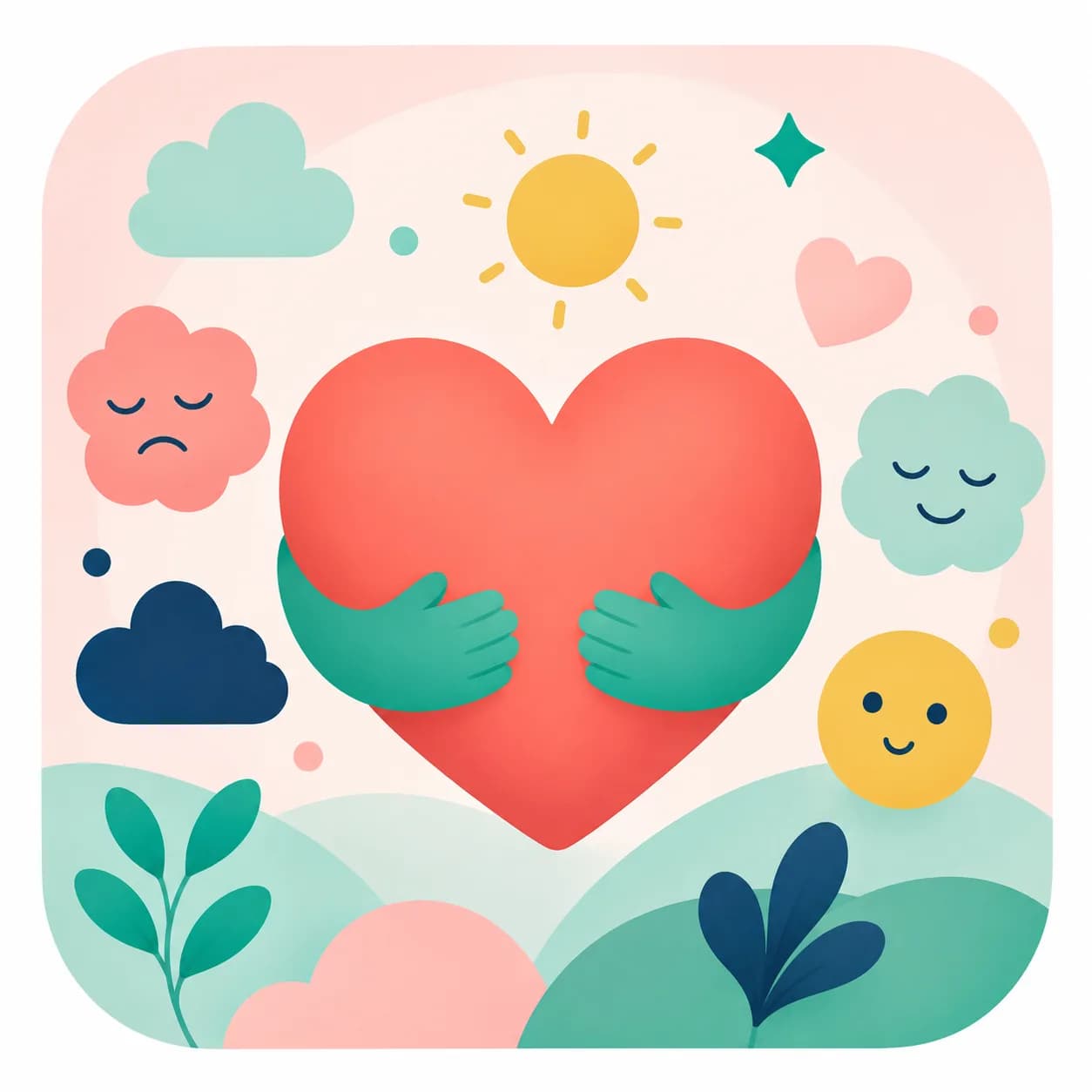 Friendly feelings characters for a calm check-in