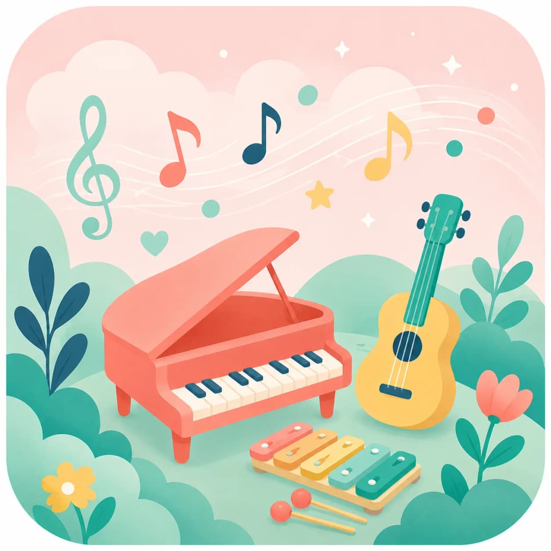 Playful musical notes and stars for a wonder song