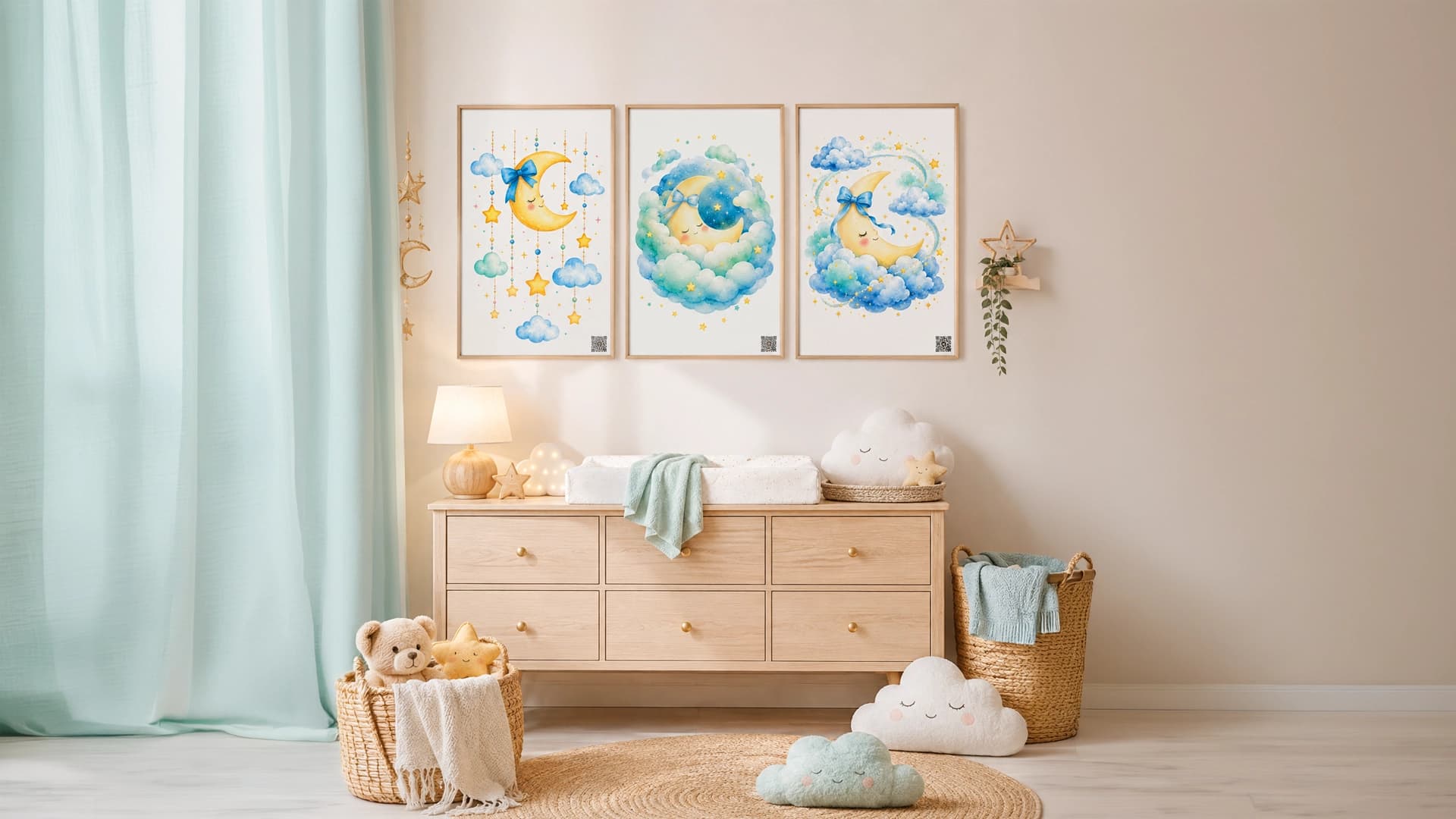 Moonbeam Wishes - Night & Sky Collection product mockup displayed in a family space.